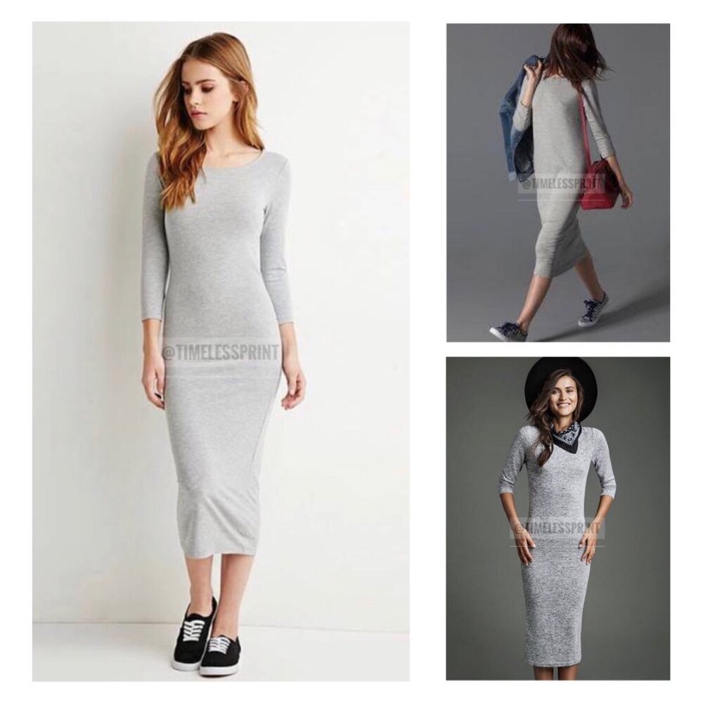 Gray Bodycon Midi/Maxi Dress